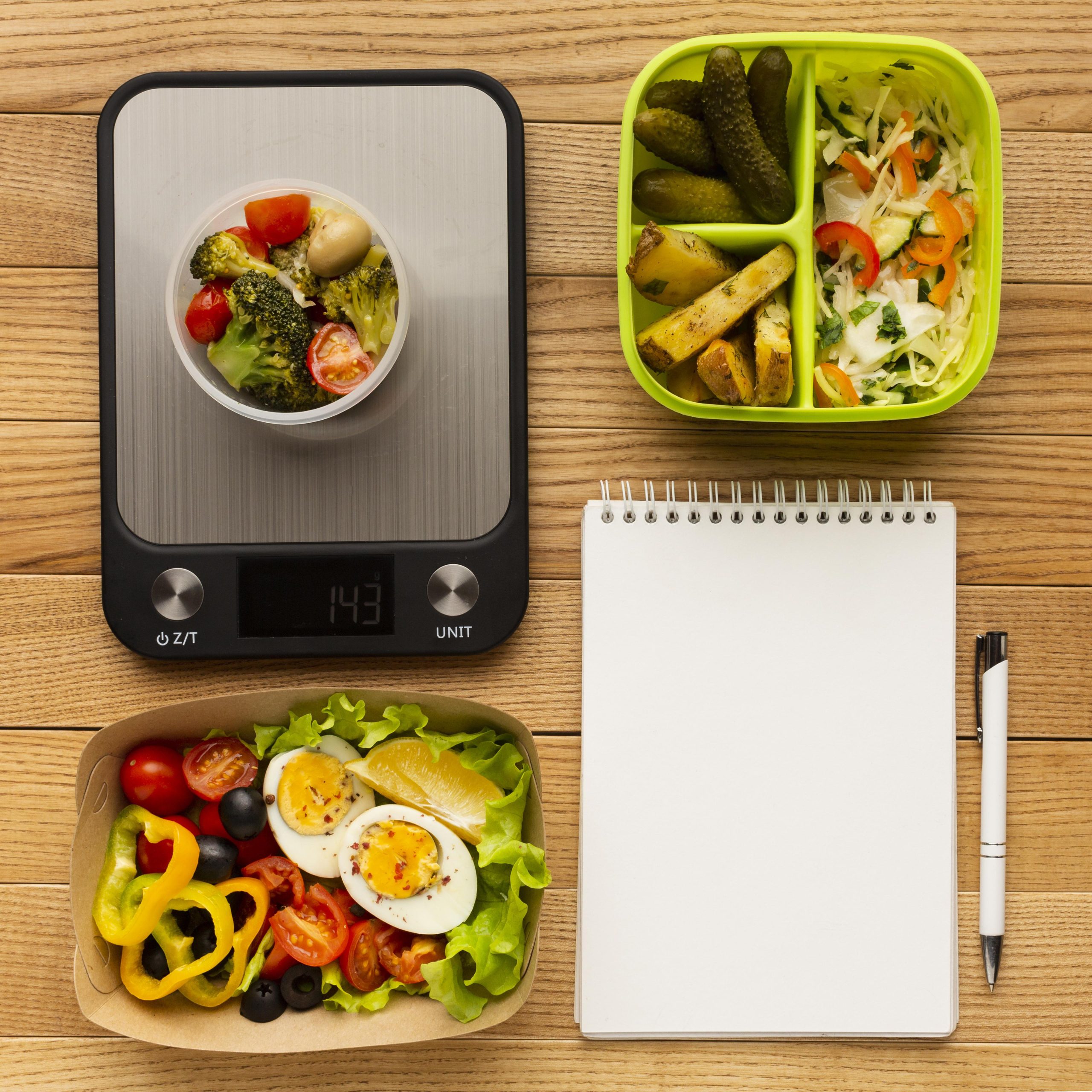 Food scales to measure and assess calorie intake and macronutrient optimisation